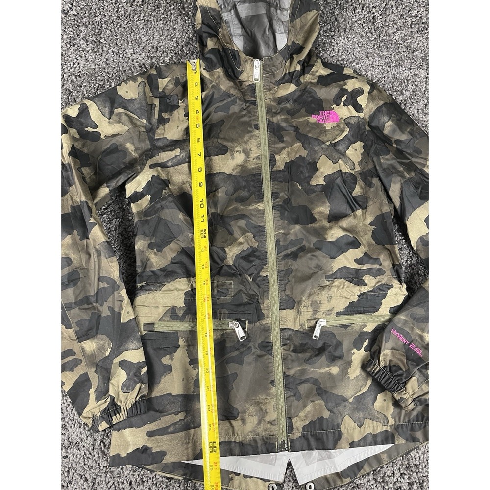 The North Face HyVent 2.5L Rain Jacket Women's Small Camo Hooded Zip Waterproof - Picture 6 of 10
